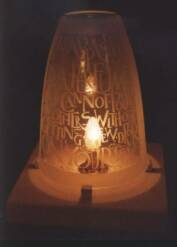 Glass & Oamaru stone lamp with quote from Ralph Waldo Emerson